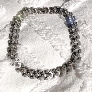 Vintage J. Crew Statement Necklace Bike Chain Collar Choker Silver Jewelry